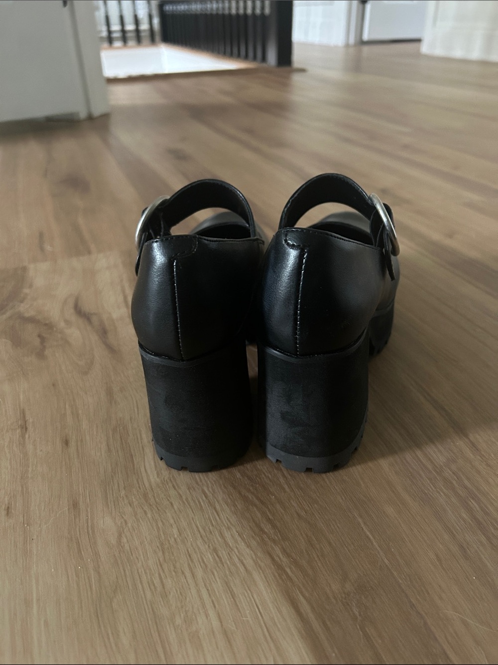 Current Mood Black Chunky Mary Jane Platforms with Silver Buckle - Picture 3 of 5